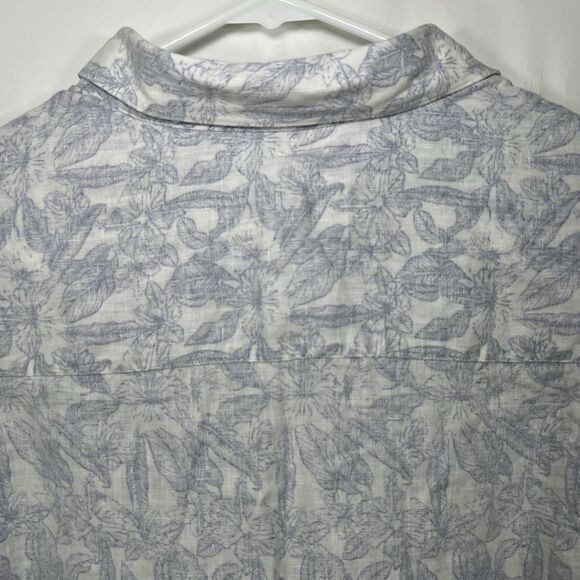 Johnston & Murphy Short Sleeve Button Up 100% Linen Shirt Large Purple Floral - Picture 10 of 11
